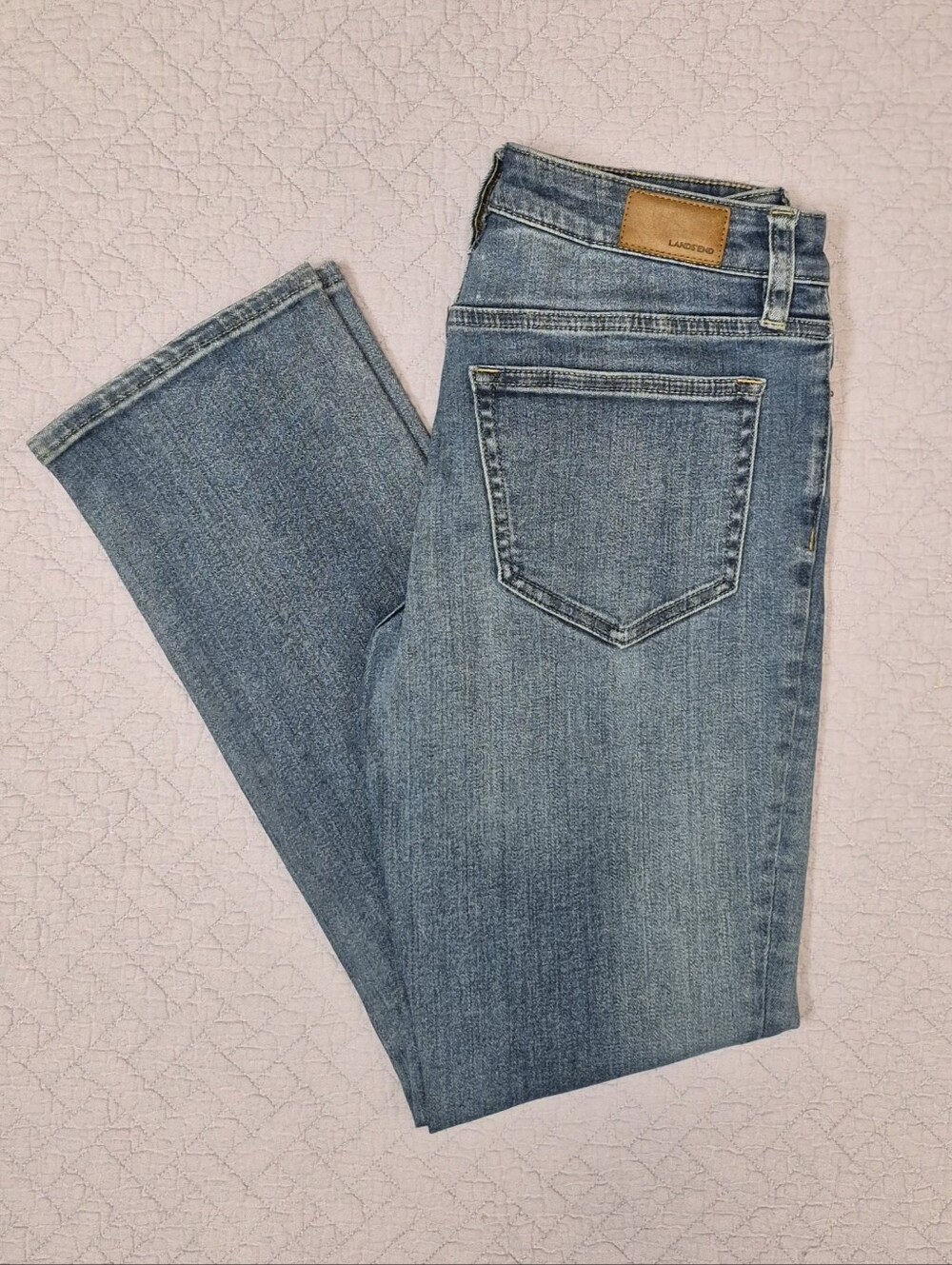 Lands' End Womens Mid-Rise Straight Jeans Size 2 Petite
